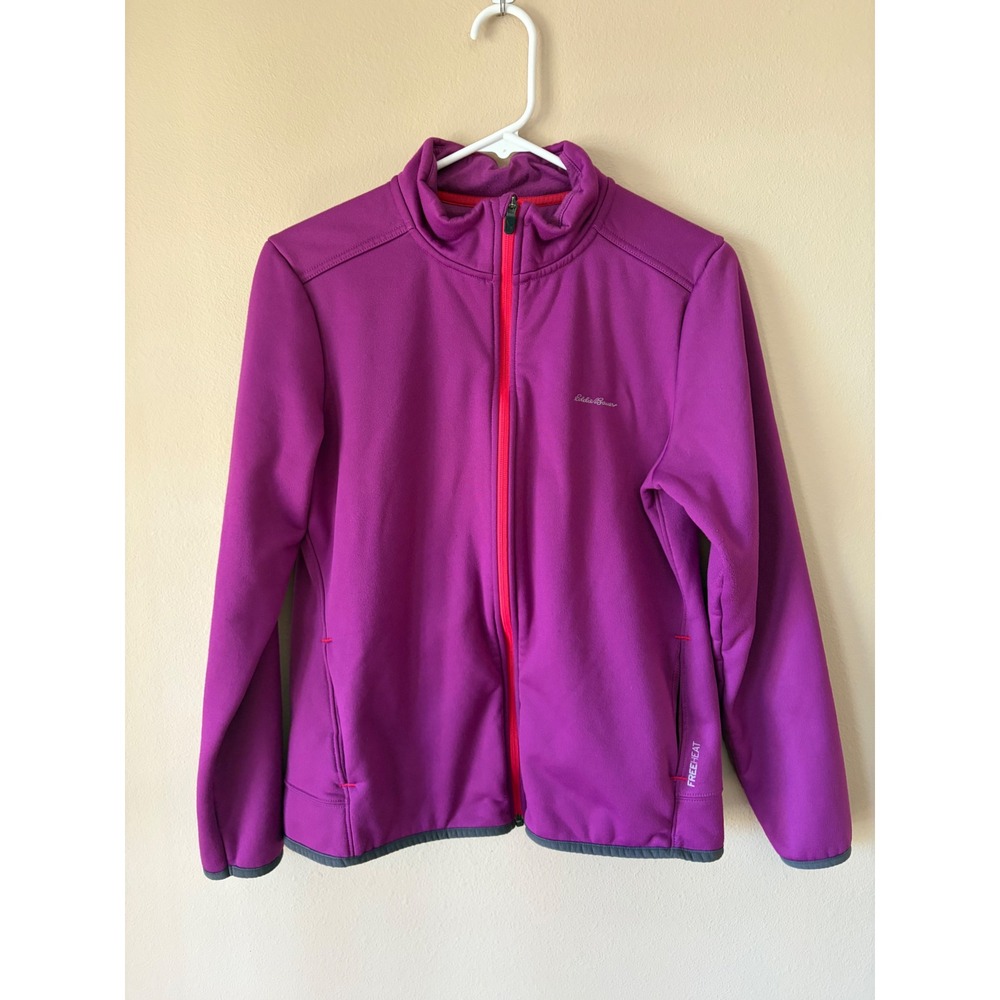 Eddie Bauer FreeHeat Magenta Purple Full Zip Outdoor Fleece Jacket Womens Large